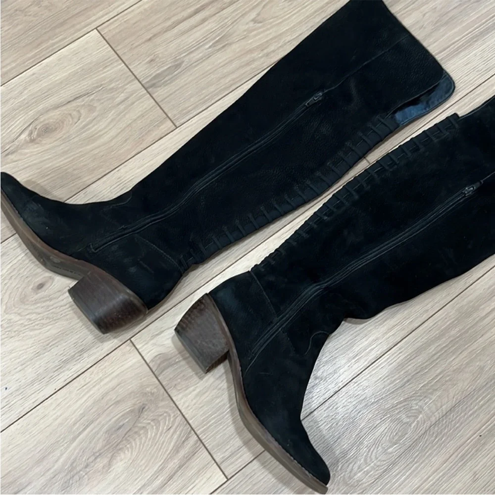 Lucky Brand Black Suede Knee-High Women's Boots